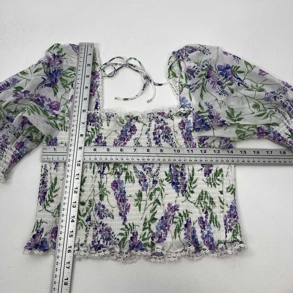 Hill House Home Zoe Crop Top Lavender Floral Wisteria Smocked XL Party Vacation - Picture 14 of 15